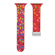 For Apple Watch Ultra 49mm Rainbow Dots Silicone Magnetic Buckle Watch Band(Red)