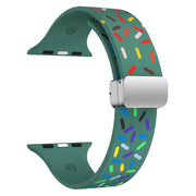 For Apple Watch 7 41mm Rainbow Dots Silicone Magnetic Buckle Watch Band(Green)