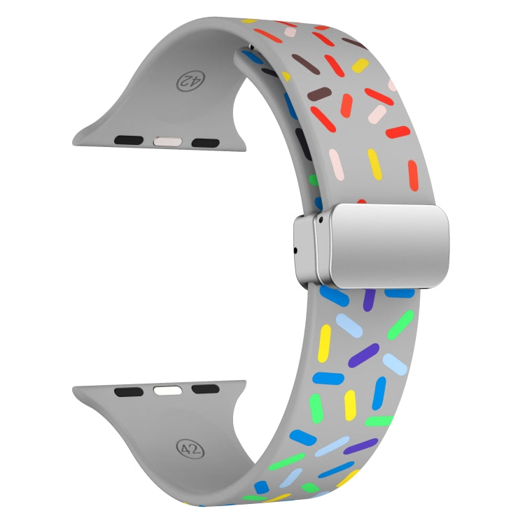 For Apple Watch 4 40mm Rainbow Dots Silicone Magnetic Buckle Watch Band(Gray)