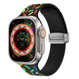 For Apple Watch 2 42mm Rainbow Dots Silicone Magnetic Buckle Watch Band(Black) - Watch Bands by PMC TechLife | Online Shopping South Africa | PMC TechLife