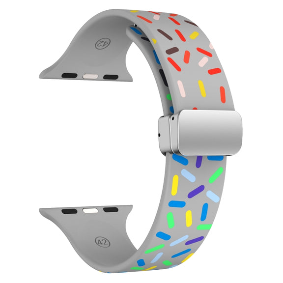 For Apple Watch 2 38mm Rainbow Dots Silicone Magnetic Buckle Watch Band(Gray)