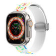 For Apple Watch 42mm Rainbow Dots Silicone Magnetic Buckle Watch Band(White) - Watch Bands by PMC TechLife | Online Shopping South Africa | PMC TechLife | Buy Now Pay Later Mobicred