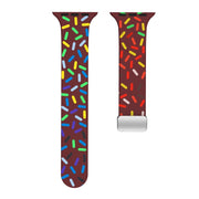 For Apple Watch 42mm Rainbow Dots Silicone Magnetic Buckle Watch Band(Wine)