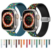 For Apple Watch 4 40mm Rainbow Dots Silicone Magnetic Buckle Watch Band(Gray)