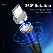 ENKAY 3A USB to 8 Pin Magnetic Fast Charging Data Cable with LED Light, Length:2m(Black)