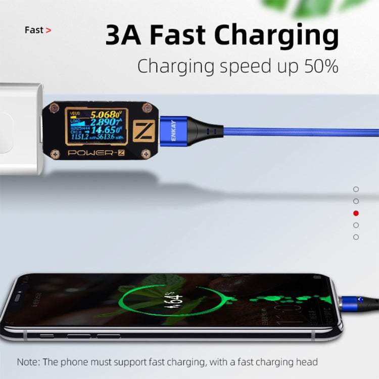 ENKAY 2 in 1 3A USB to 8 Pin + Type-C Magnetic Fast Charging Data Cable, Length:1m(Silver)