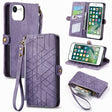 For iPhone 6 / 6s Geometric Zipper Wallet Side Buckle Leather Phone Case(Purple) - free shipping - PMC TechLife - Order now!
