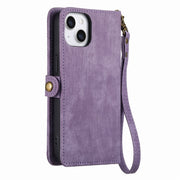 For iPhone 6 / 6s Geometric Zipper Wallet Side Buckle Leather Phone Case(Purple)