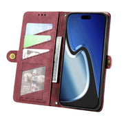 For iPhone 15 Pro Geometric Zipper Wallet Side Buckle Leather Phone Case(Red)
