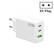 GaN PD65W Type-C x 2 + USB3.0 Laptop Adapter ,EU Plug(White) - free shipping - PMC TechLife - Order now!