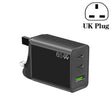 GaN PD65W Type-C x 2 + USB3.0 Laptop Adapter ,EU Plug(Black) - free shipping - PMC TechLife - Order now!
