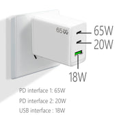 GaN PD65W Type-C x 2 + USB3.0 Laptop Adapter ,EU Plug(White)