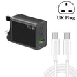 GaN PD65W Type-C x 2 + USB3.0 Charger with Type-C to Type-C Data Cable ,UK Plug(Black) - free shipping - PMC TechLife - Order now!