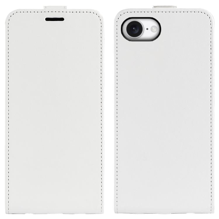 For iPhone 16e R64 Texture Single Vertical Flip Leather Phone Case(White)