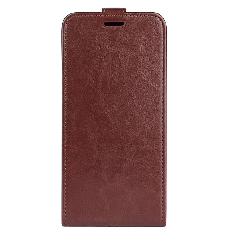 For iPhone 16e R64 Texture Single Vertical Flip Leather Phone Case(Brown)
