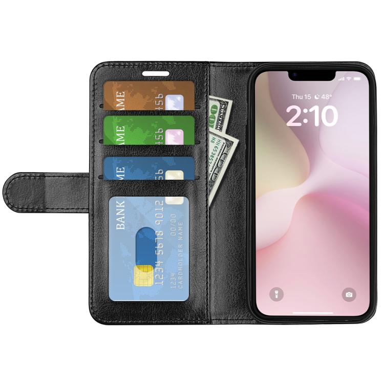 For iPhone 16e R64 Texture Horizontal Flip Leather Phone Case(Black)