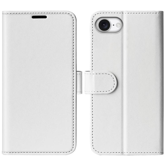 For iPhone 16e R64 Texture Horizontal Flip Leather Phone Case(White)