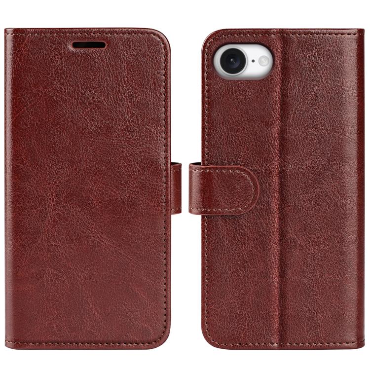 For iPhone 16e R64 Texture Horizontal Flip Leather Phone Case(Brown)