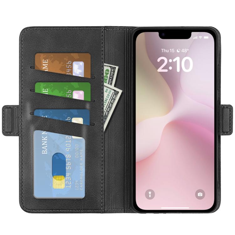 For iPhone 16e Dual-side Magnetic Buckle Horizontal Flip Leather Phone Case(Black)