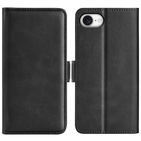 For iPhone 16e Dual-side Magnetic Buckle Horizontal Flip Leather Phone Case(Black)