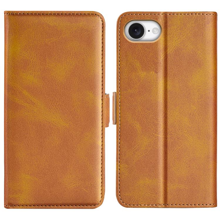 For iPhone 16e Dual-side Magnetic Buckle Horizontal Flip Leather Phone Case(Yellow)