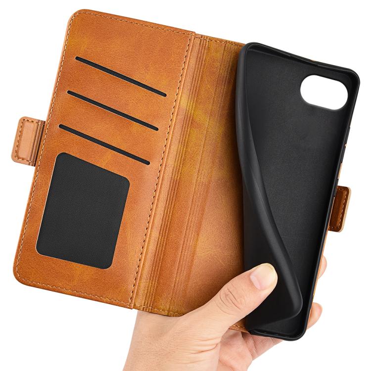 For iPhone 16e Dual-side Magnetic Buckle Horizontal Flip Leather Phone Case(Yellow)
