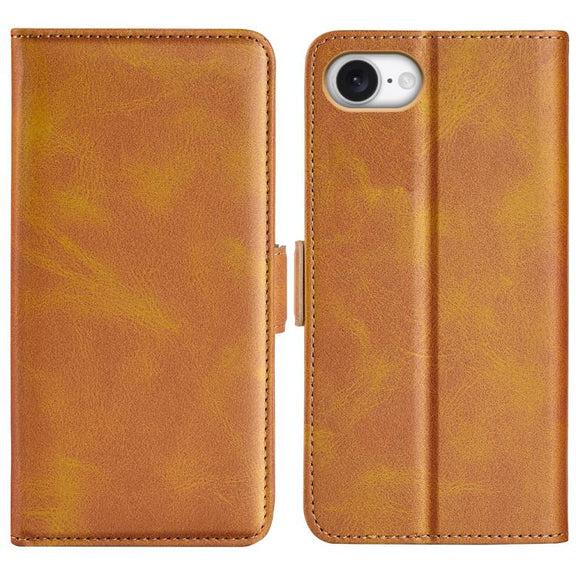 For iPhone 16e Dual-side Magnetic Buckle Horizontal Flip Leather Phone Case(Yellow)