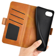 For iPhone 16e Dual-side Magnetic Buckle Horizontal Flip Leather Phone Case(Yellow)