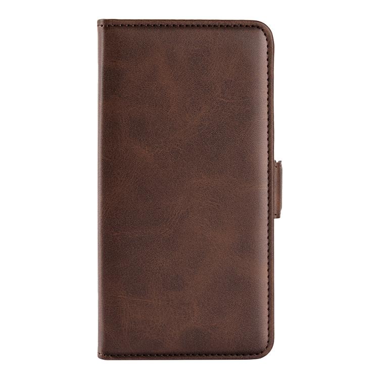 For iPhone 16e Dual-side Magnetic Buckle Horizontal Flip Leather Phone Case(Brown)