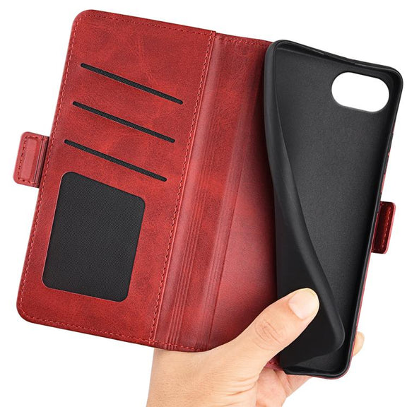 For iPhone 16e Dual-side Magnetic Buckle Horizontal Flip Leather Phone Case(Red)