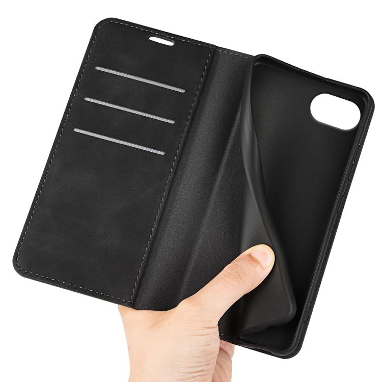 For iPhone 16e Retro-skin Magnetic Suction Leather Phone Case(Black)