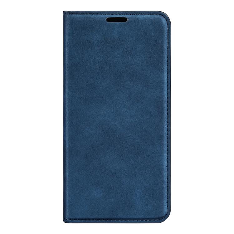 For iPhone 16e Retro-skin  Magnetic Suction Leather Phone Case(Dark Blue)