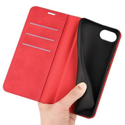 For iPhone 16e Retro-skin  Magnetic Suction Leather Phone Case(Red)