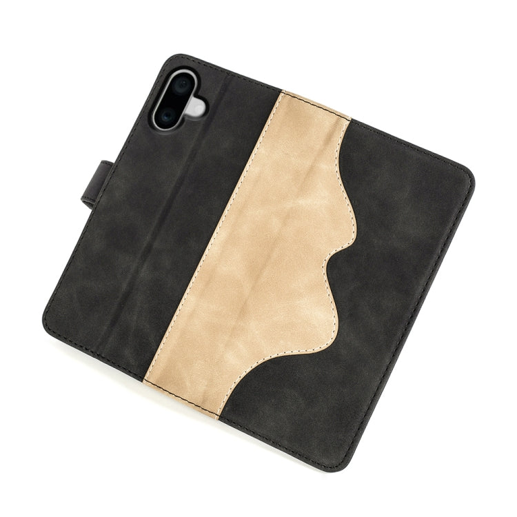 For iPhone 16 Plus Stitching Horizontal Flip Leather Phone Case(Black)