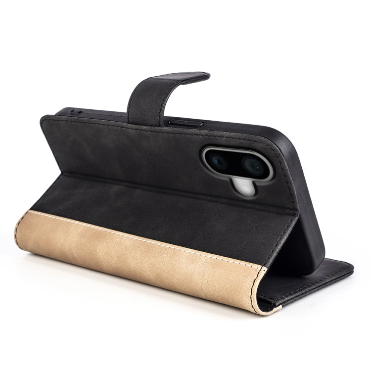 For iPhone 16 Plus Stitching Horizontal Flip Leather Phone Case(Black)