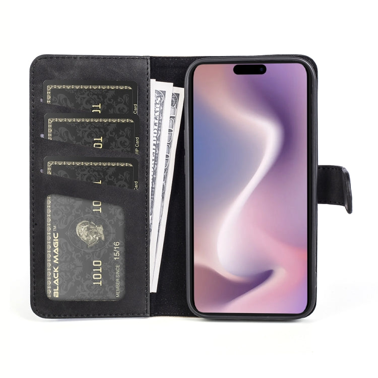 For iPhone 16 Pro Stitching Horizontal Flip Leather Phone Case(Black)