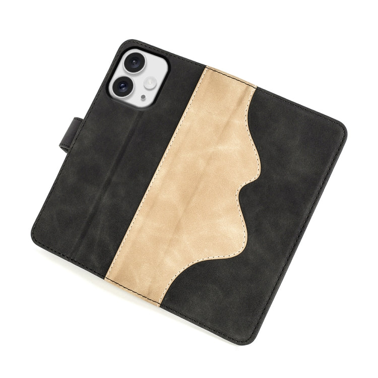 For iPhone 16 Pro Stitching Horizontal Flip Leather Phone Case(Black)