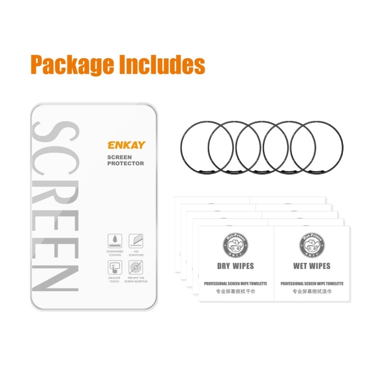 For Garmin Fenix 7 Pro 5pcs ENKAY 3D Full Coverage Soft PC Edge PMMA HD Screen Protector Film