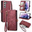 For Samsung Galaxy S22 5G Geometric Zipper Wallet Side Buckle Leather Phone Case(Red) - free shipping - PMC TechLife - Order now!
