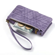 For Samsung Galaxy S20 Geometric Zipper Wallet Side Buckle Leather Phone Case(Purple)