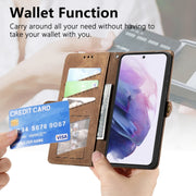 For Samsung Galaxy S20 Geometric Zipper Wallet Side Buckle Leather Phone Case(Brown)