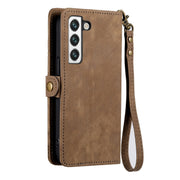 For Samsung Galaxy S20+ Geometric Zipper Wallet Side Buckle Leather Phone Case(Brown)