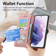 For Samsung Galaxy S20 Ultra Geometric Zipper Wallet Side Buckle Leather Phone Case(Pink)
