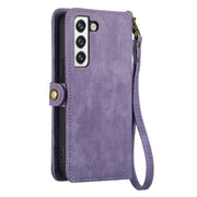 For Samsung Galaxy S20 FE Geometric Zipper Wallet Side Buckle Leather Phone Case(Purple)