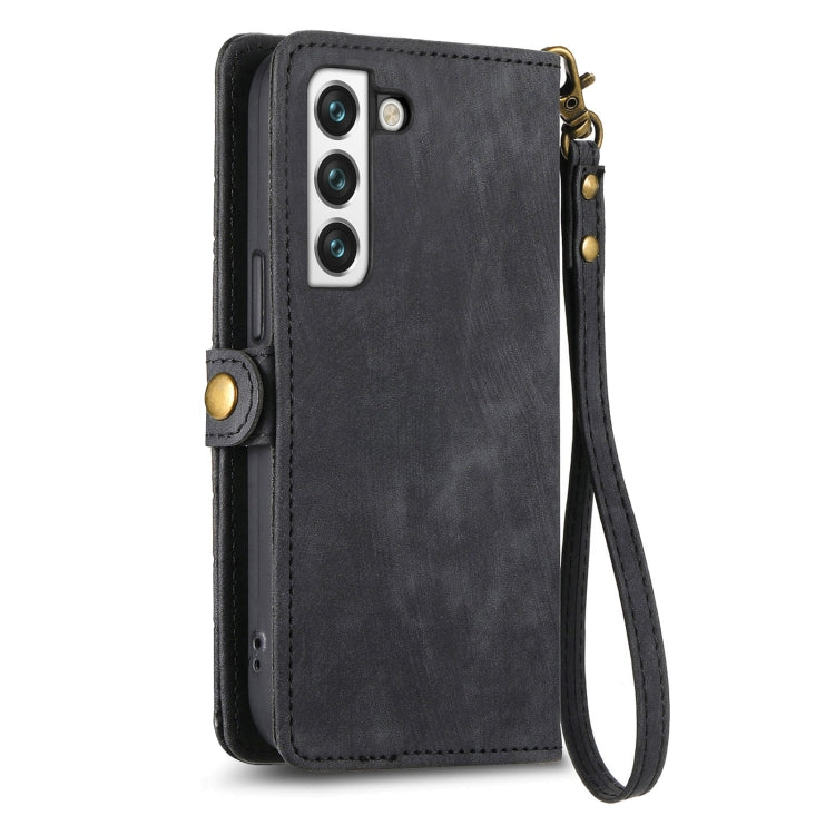 For Samsung Galaxy S20 FE Geometric Zipper Wallet Side Buckle Leather Phone Case(Black)