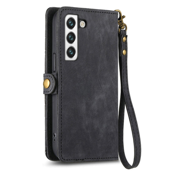 For Samsung Galaxy S20 FE Geometric Zipper Wallet Side Buckle Leather Phone Case(Black)
