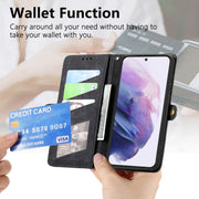 For Samsung Galaxy S20 FE Geometric Zipper Wallet Side Buckle Leather Phone Case(Black)
