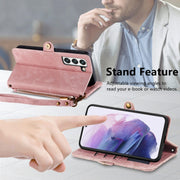 For Samsung Galaxy Note20 Ultra Geometric Zipper Wallet Side Buckle Leather Phone Case(Pink)