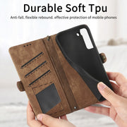 For Samsung Galaxy Note20 Ultra Geometric Zipper Wallet Side Buckle Leather Phone Case(Brown)