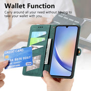 For Samsung Galaxy A70S Geometric Zipper Wallet Side Buckle Leather Phone Case(Green)
